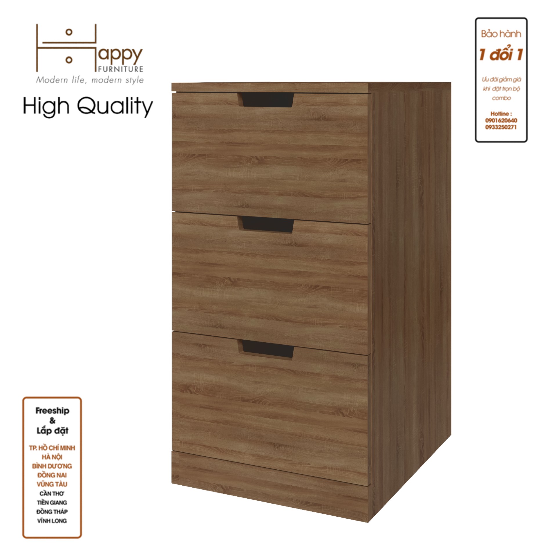 [Happy Home Furniture] SCANDINA, Tủ đựng đồ 3 ngăn kéo, 40cm x 47cm x 76cm ( DxRxC), THK_102