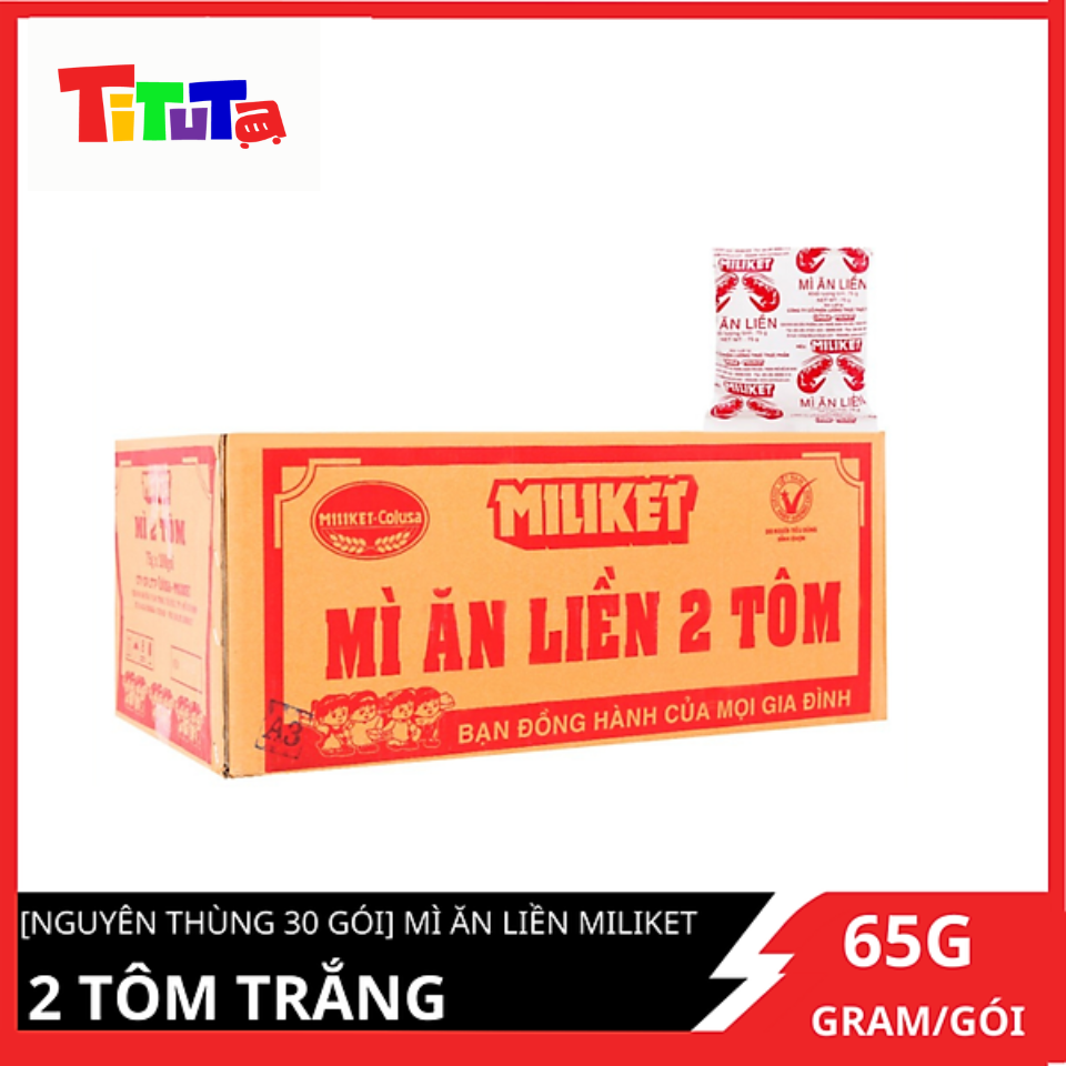 [Nguyên thùng 30 gói] Mì ăn liền Miliket sate giấy trắng 65gX30