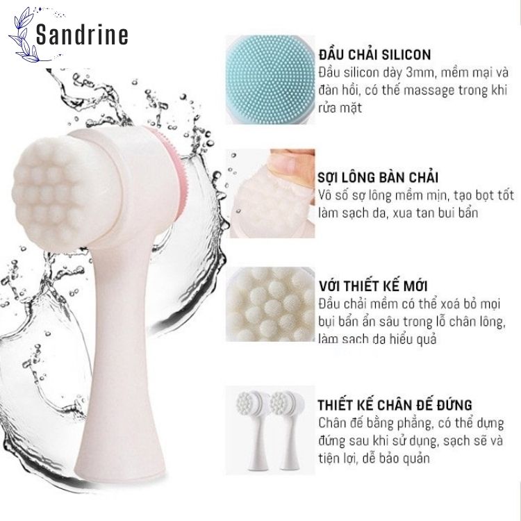 Cây Rửa Mặt Silicon Với 2 Đầu Công Năng Làm Sạch Da Và Mụn, Tẩy Tế Bào Chết, Massage Mặt Giúp Lưu Thông Máu Tốt - Hàng Chính Hãng - Giao Màu Ngẫu Nhiên