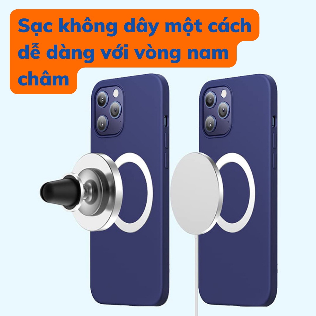 Vòng Từ Tính Kim Loại Dán Lưng Điện Thoại IP 8 Trở Lên - Vòng Nam Châm Sạc Không Dây