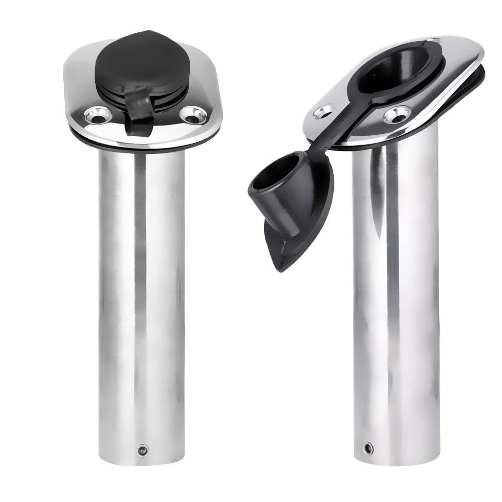 2Pcs Steel Flush Mount Fishing Rod Holder Cap Gasket Kayak Boat Canoe Tackle