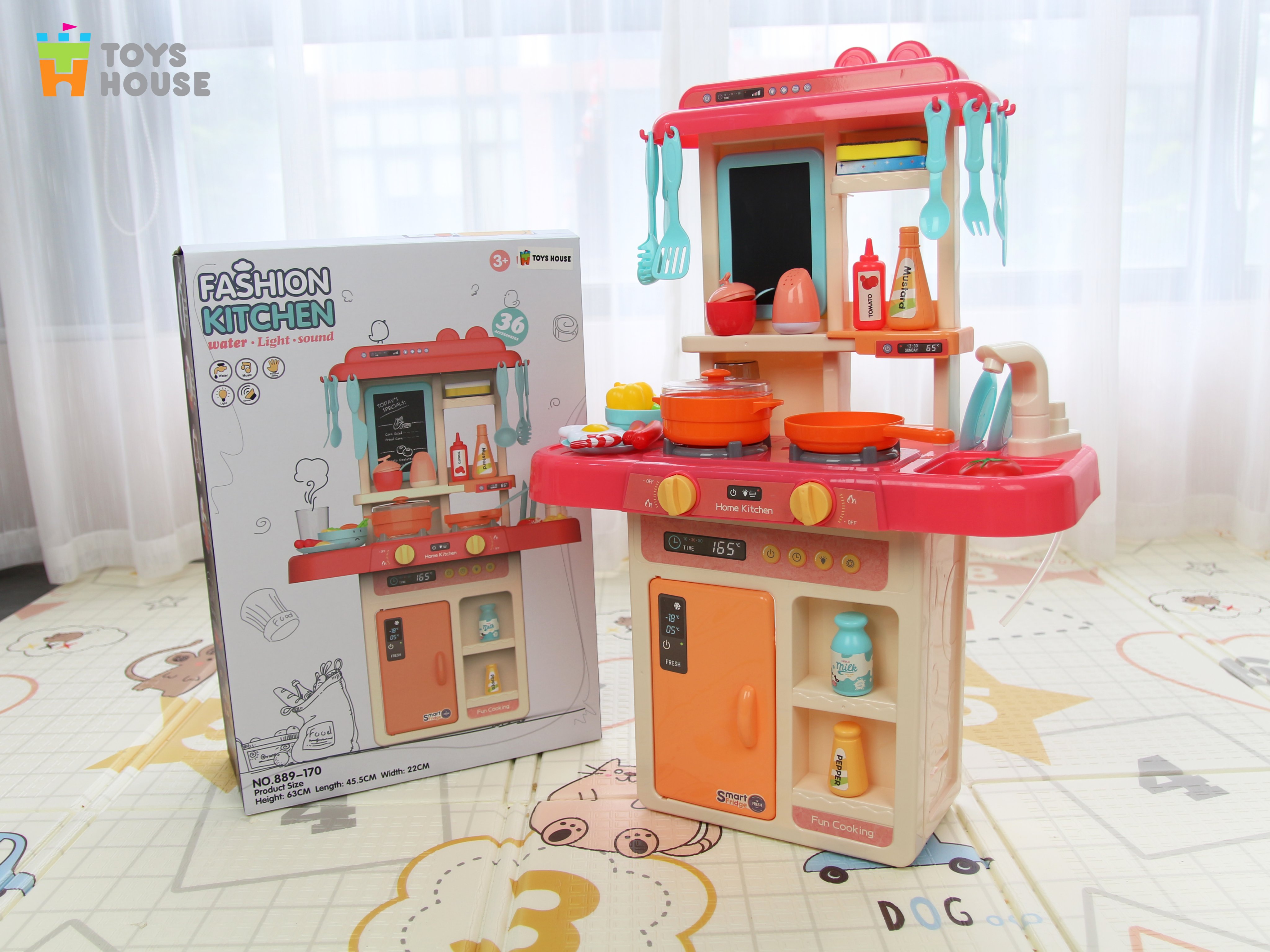 Bộ đồ chơi nhà bếp cho bé nấu nướng có vòi nước và bảng vẽ Toyshouse - đồ hướng nghiệp cho bé từ 3 tới 8 tuổi