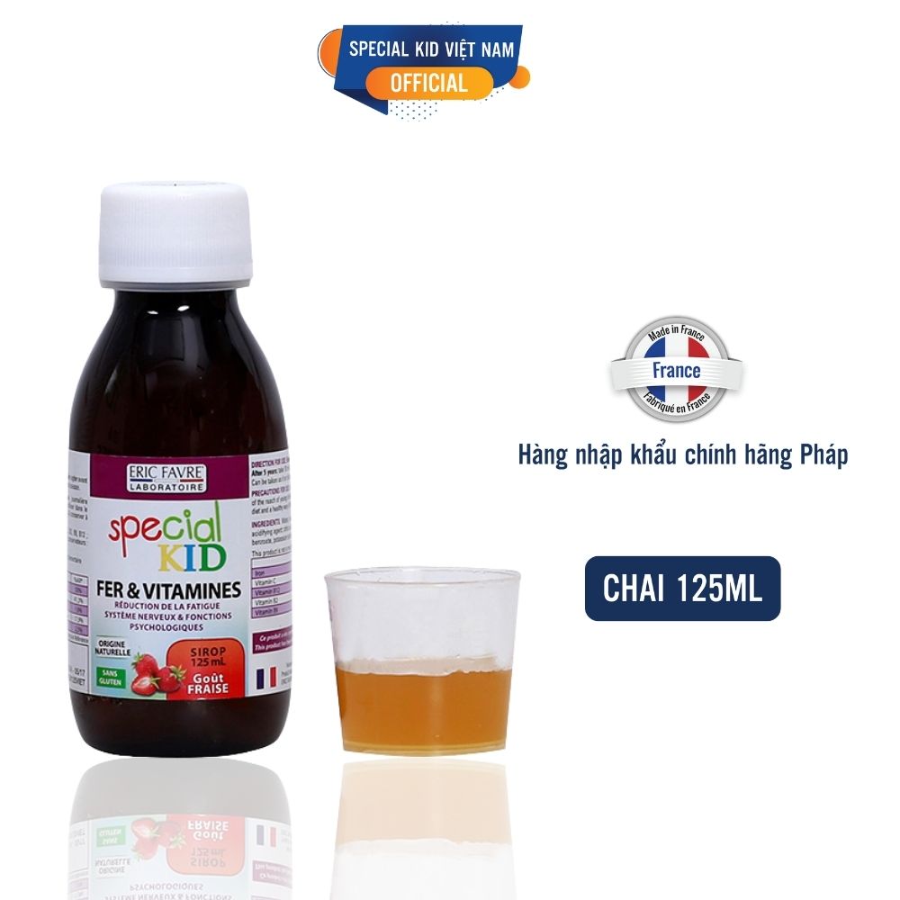 SPECIAL KID FER &amp; VITAMINES - Siro Bổ sung sắt và các vitamin C, B2, B9, B12 - Giúp giảm thiếu máu do thiếu sắt - Nhập khẩu Pháp (125ml)