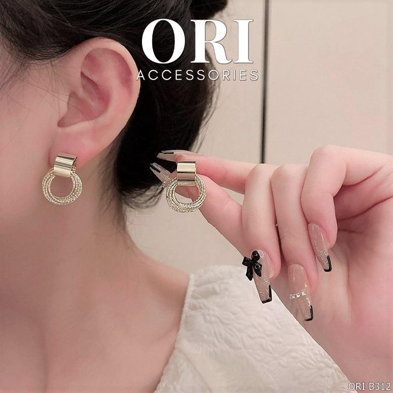 Bông tai nữ dáng nhỏ Gold CIrcles độc đáo sang trọng ORI ACCESSORIES B312