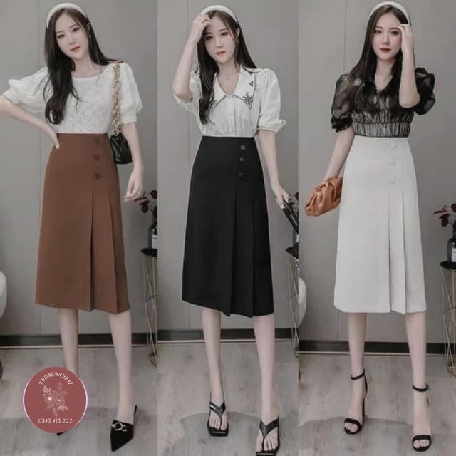 Chân Váy Midi Chữ A - Chân Váy Công Sở Dài Qua Gối Siêu Sang Chảnh