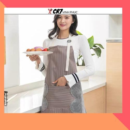 RẺ VÔ ĐỊCHTạp dề phong cách hàn quốc có khăn lau tay bên hông, tạp dề chống thấm nước 88207