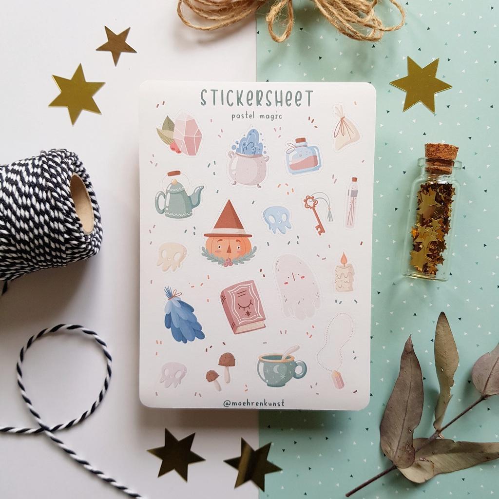 Sticker Sheet PASTEL MAGIC  Sticker dán sổ  Bullet Journal Stickers, Holiday Sticker, Sticker Dụng Cụ Ma Pháp - CẮT SẴN