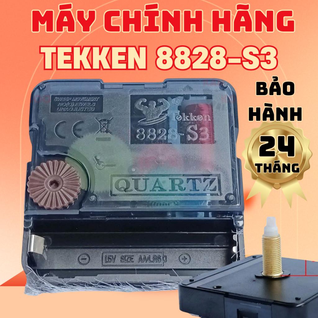 Máy Đồng Hồ Treo Tường Kim Trôi Hiệu Tekken 8828-S3 (Cốt 22mm, Trục Đồng 15mm) - Bảo Hành 2 Năm, Siêu Chính Xác