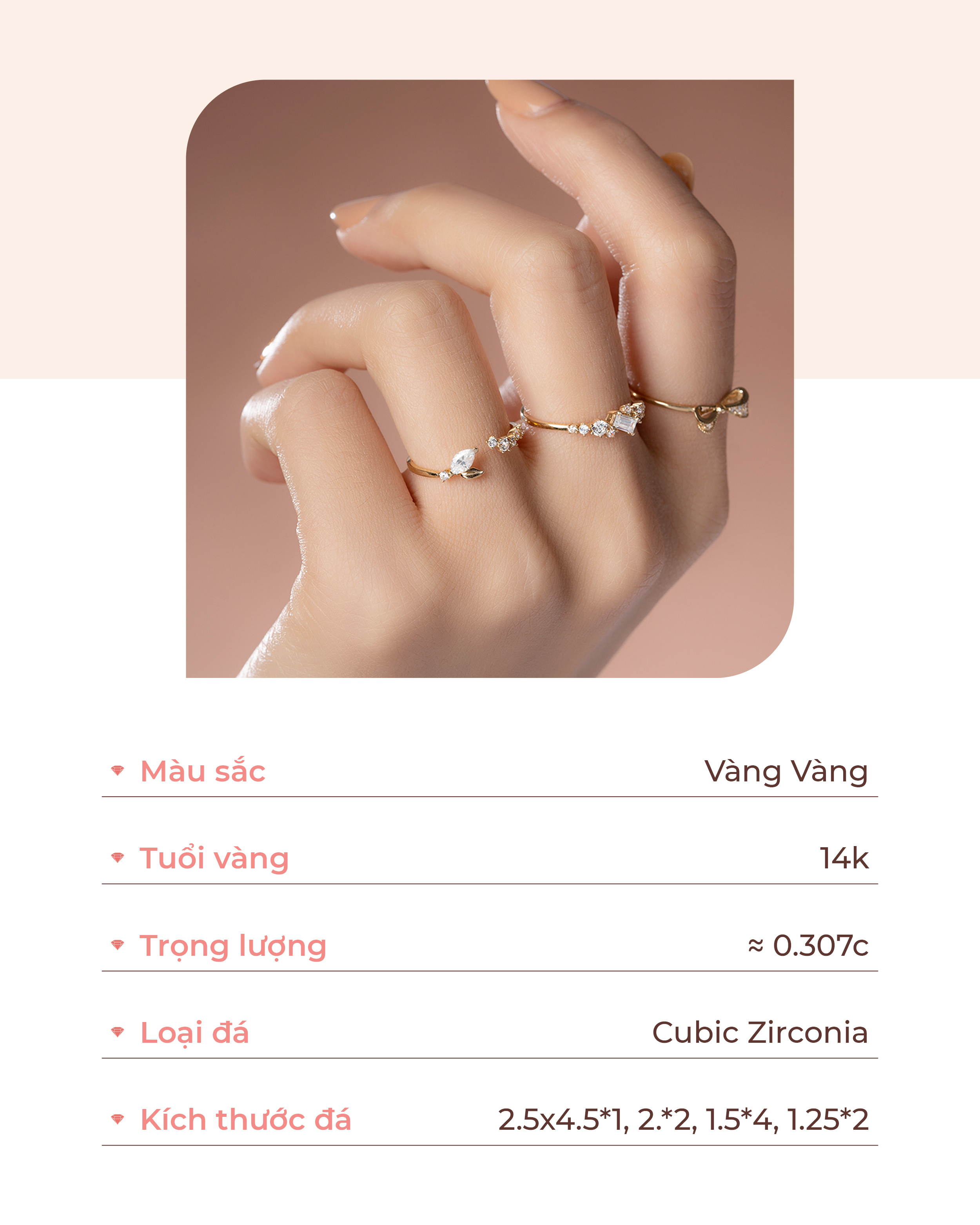 Nhẫn Nữ Vàng Tây 14k NLF411 Huy Thanh Jewelry