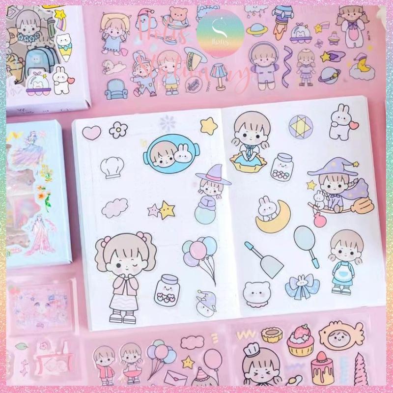 Hộp 10 tờ Sticker Anime Nhật Hàn Trung trang trí sổ