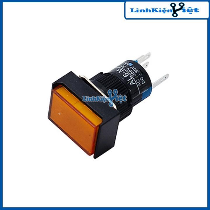 Nút nhấn đề chữ nhật 220VAC LA16J-11D nhấn nhả có đèn