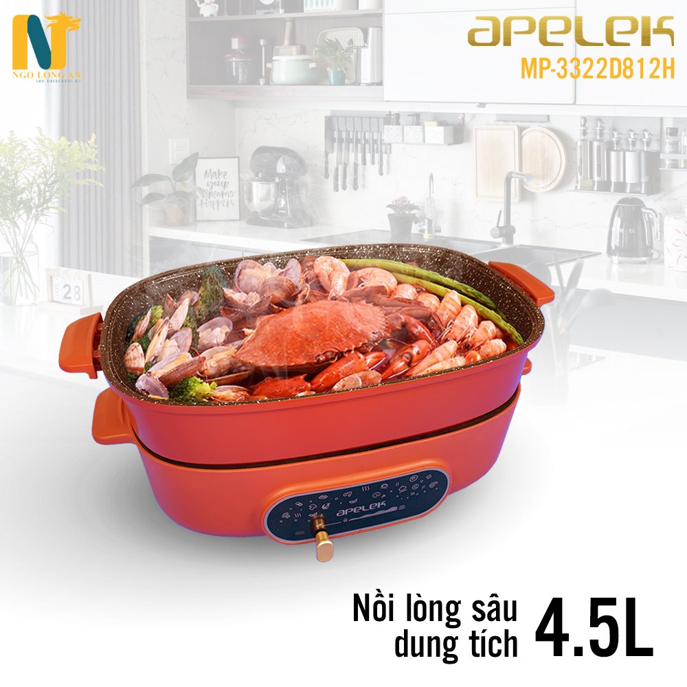 Nồi lẩu điện đa năng APELEK MP-3322D812H 4.5L 1500W - Hàng chính Hãng