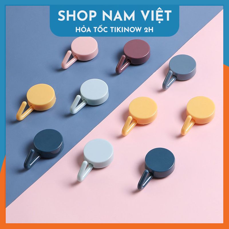 Set 10 Móc Nhựa Tròn Dán Tường Nhiều Màu Sắc Hiện Đại, Móc Treo Đồ Trang Trí Nhà Cửa - Chính Hãng NAVIVU