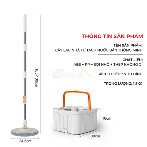 Bộ lau nhà xoay tay 360 độ BONBOX BM001 - Hàng chính hãng
