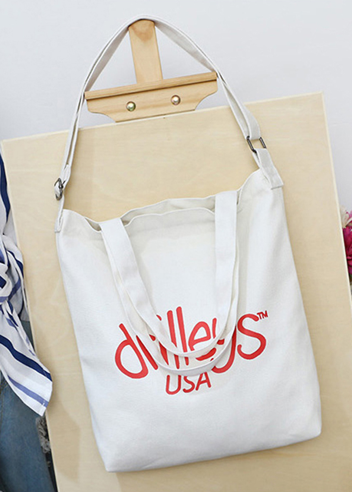 Túi Tote chất liệu vải NEVENKA in chữ Drilleys USA N8609