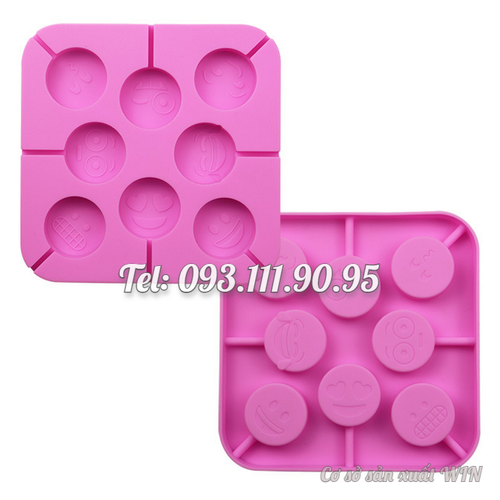 Khuôn silicon làm bánh, rau câu, socola, kẹo dẻo 8 mặt cười biểu cảm – Mã số 1216