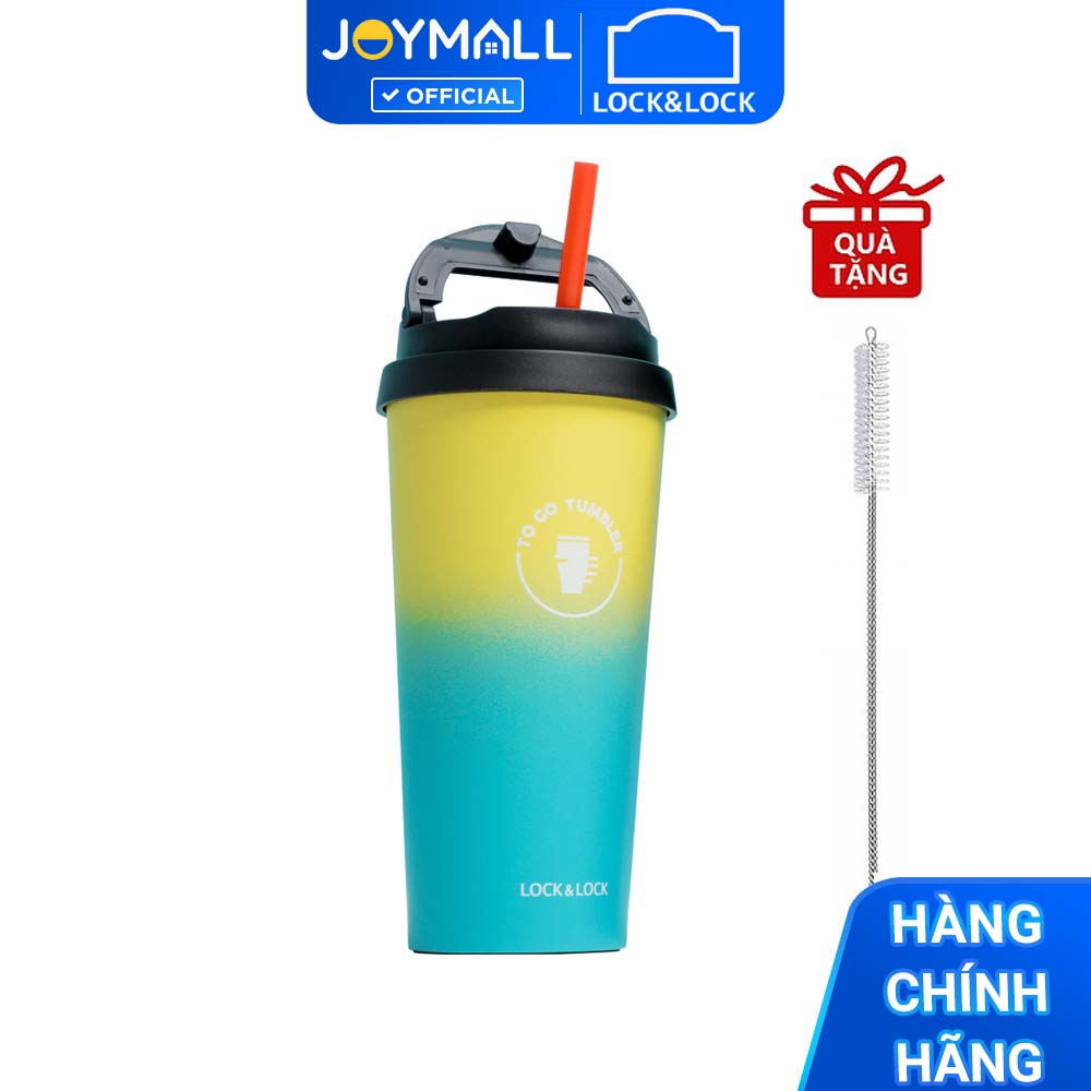 Ly Giữ Nhiệt Lock&amp;Lock Clip Tumbler LHC4151 (540ml) - Hàng Chính Hãng, Bằng Thép Không Gỉ Inox 304, Kèm Ống Hút Nhựa Dùng Được Nhiều Lần, Nắp Vặn Chặt - Tặng Cọ Rửa Ống Hút