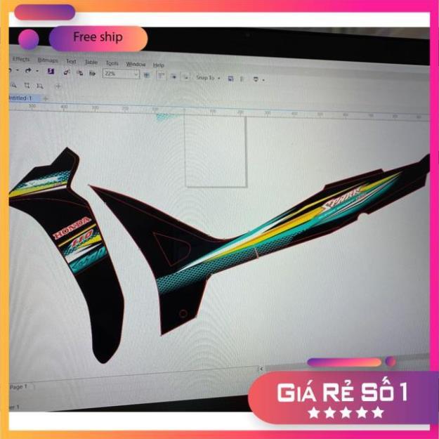 Tem rời Wave Blade 110 Spark dán xe đen bảo hành màu sắc vĩnh viễn