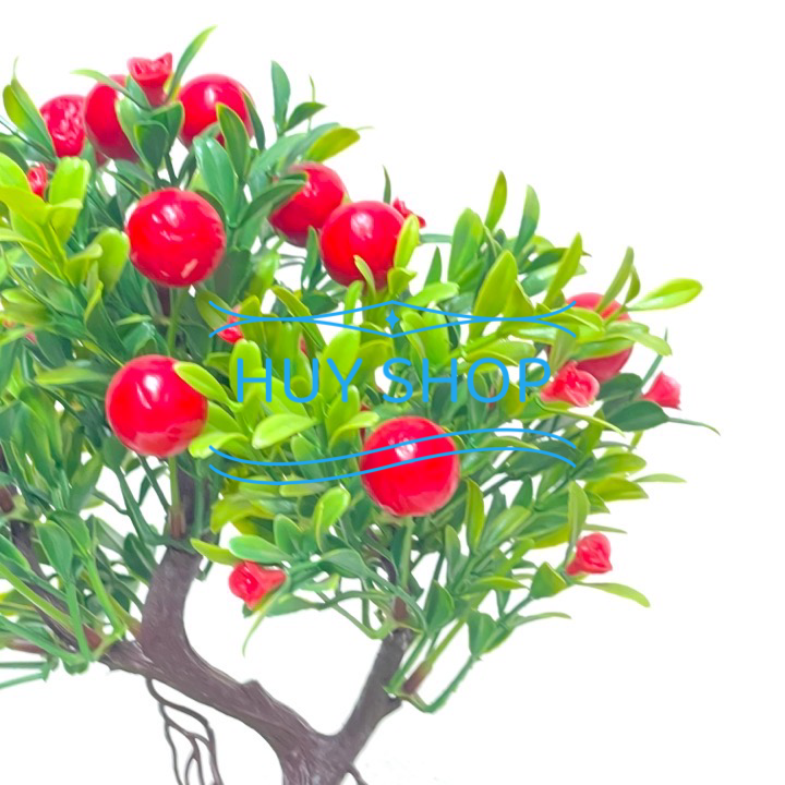 Chậu cây TRÁI ĐỎ  nhân tạo trang trí nhà cửa