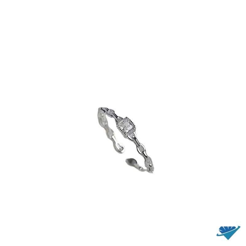 Nhẫn nữ thân xích bạc ý mặt đá vuông ACJ3282