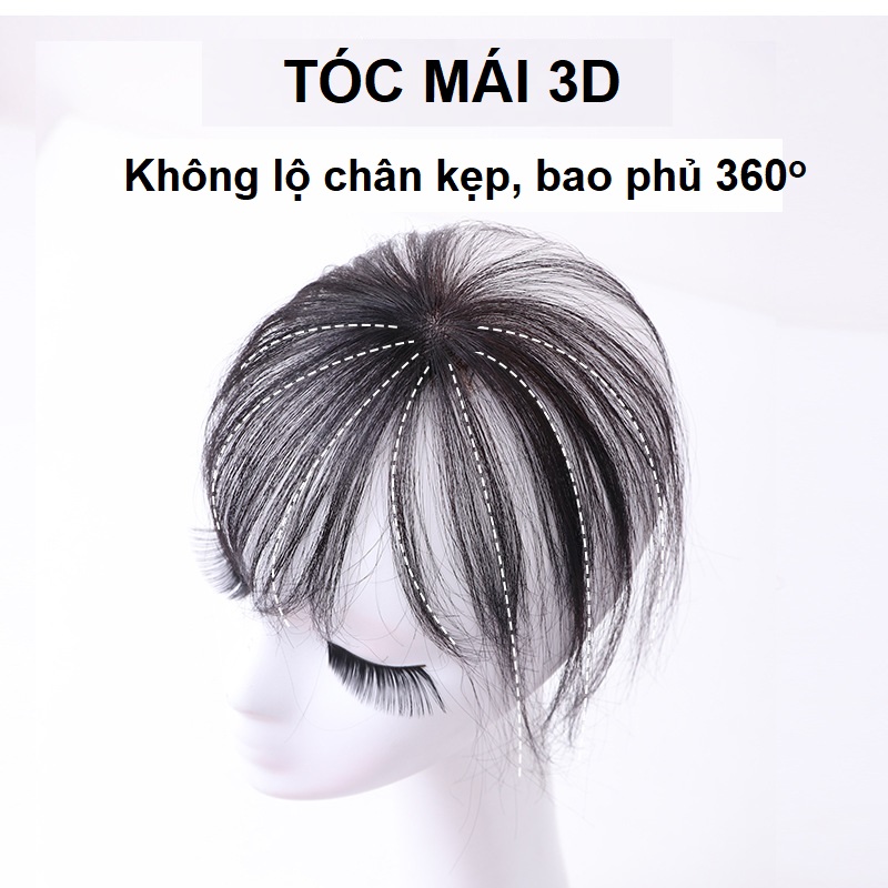 Mái 3D tóc thật FREESHIP tóc mái thưa 3D, mái tóc 3D giả da đầu, tóc giả nữ