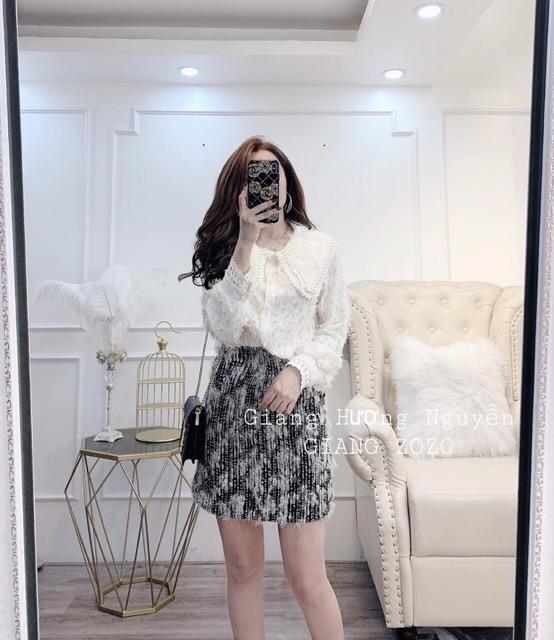 ÁO SƠ MI REN LÔNG CỔ BÈO CAO CẤP