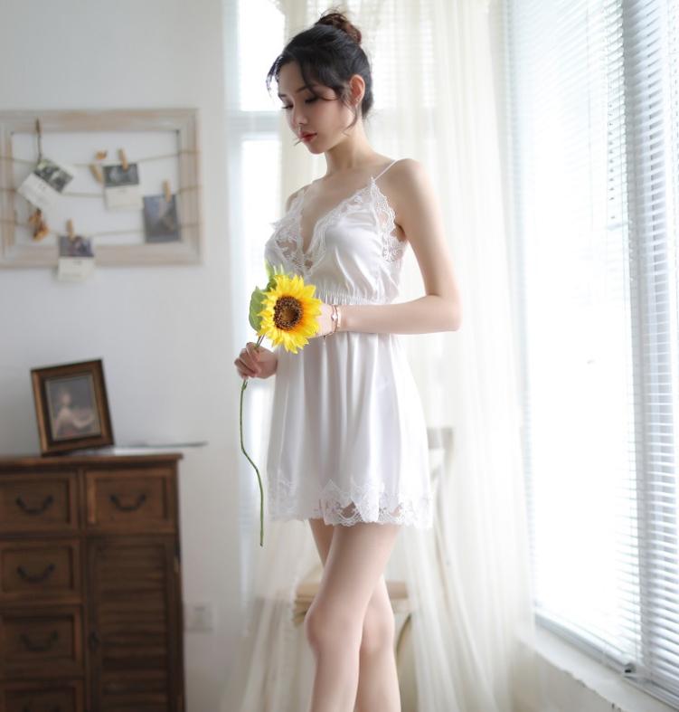 Váy ngủ sexy phi lụa 2 dây đơn giản sang trọng