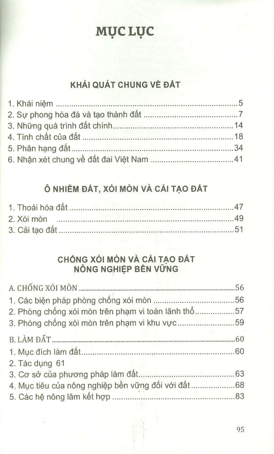 Phòng Chống Ô Nhiễm, Xói Mòn Thoái Hóa Và Cải Tạo Đất Nông Nghiệp Bền Vững
