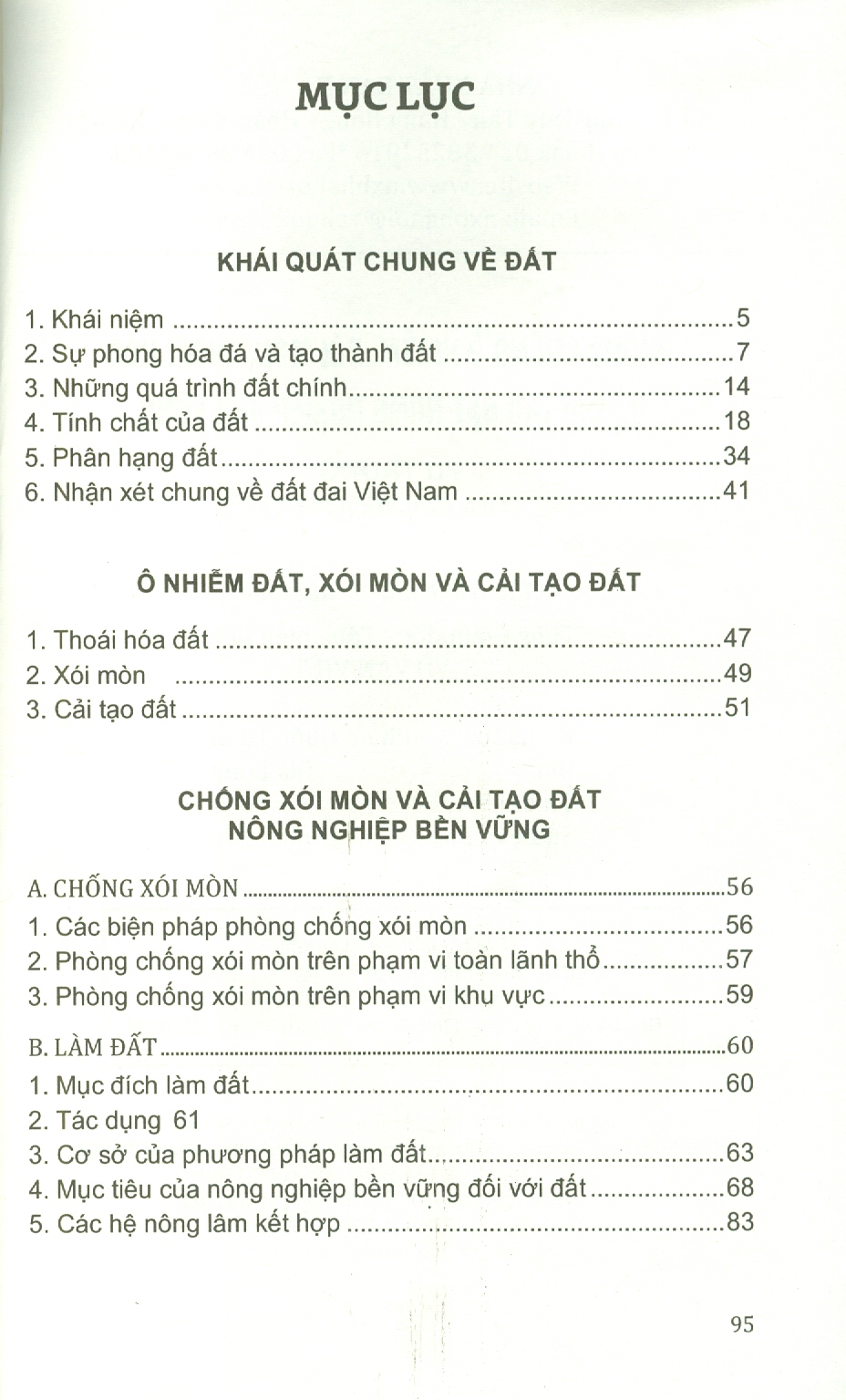 Phòng Chống Ô Nhiễm, Xói Mòn Thoái Hóa Và Cải Tạo Đất Nông Nghiệp Bền Vững