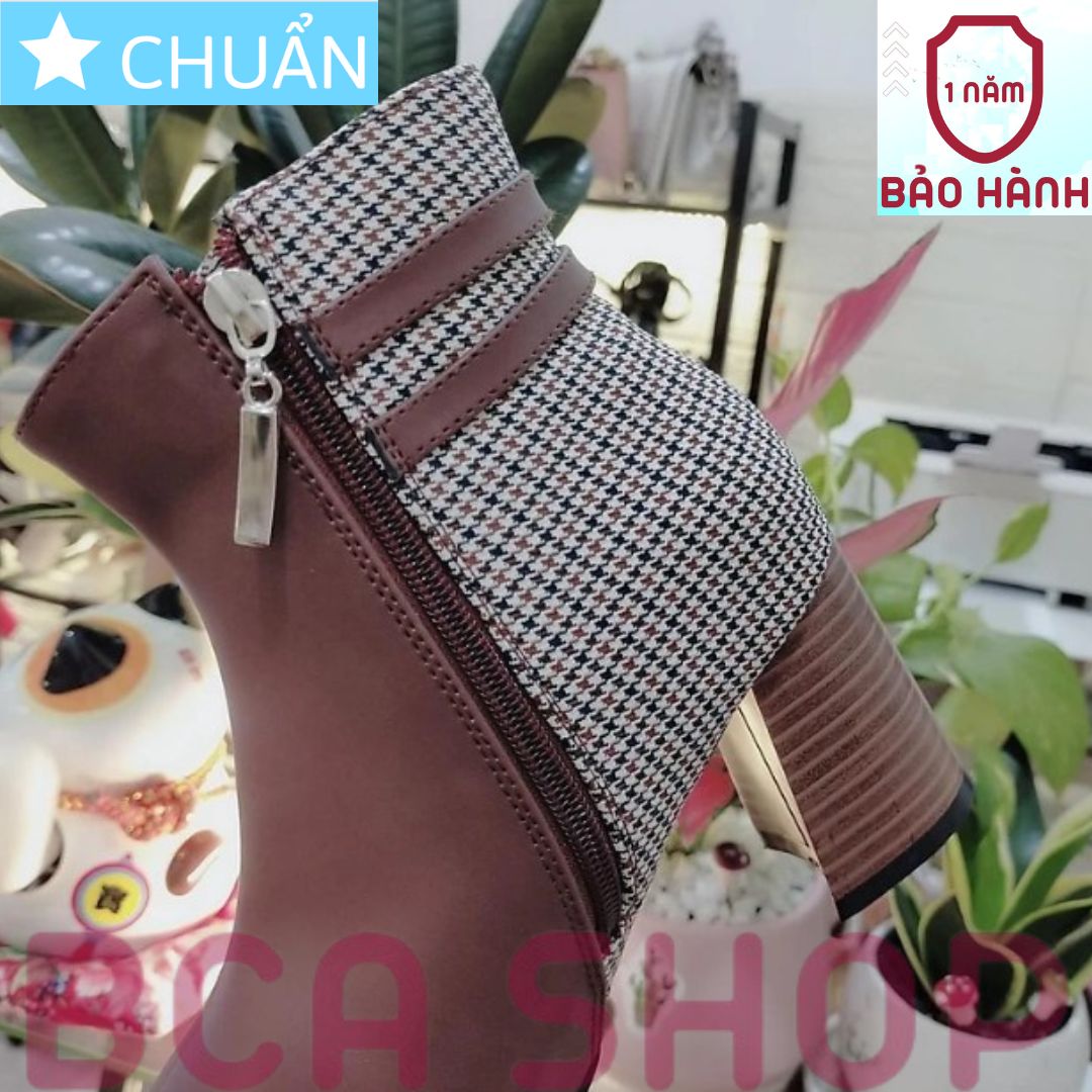 Bốt nữ cổ thấp 7p RO433 ROSATA tại BCASHOP phần sau phối caro cách điệu, thời trang và đẳng cấp - màu nâu bò