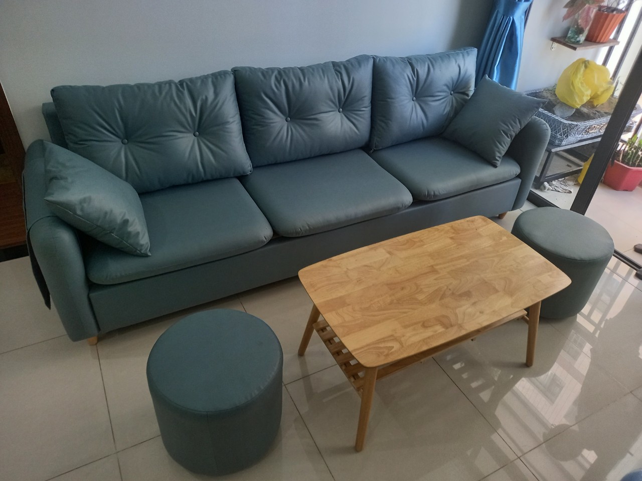 Ghế sofa phòng khách juno Sofa Băng 2m1 kèm theo đôn