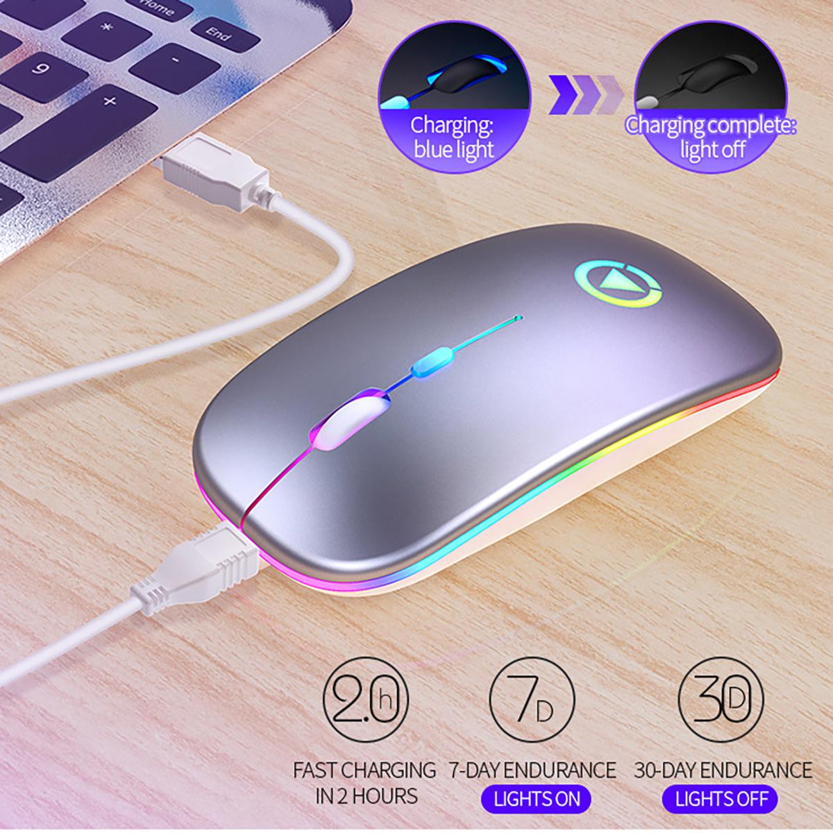 Chuột Không Dây RGB Bluetooth Máy Tính Chơi Game Im Lặng Sạc Thiết Mause Có Đèn LED Backlit USB Chuột Cho Máy Tính Laptop