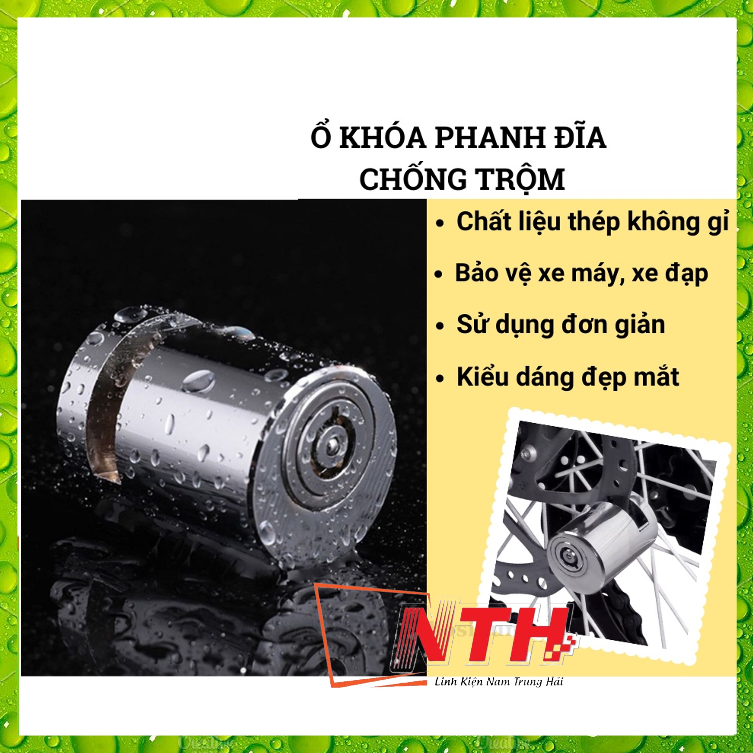 Ổ Khóa Phanh Đĩa, Xe Máy Chống Trộm Chất Liệu Thép Nguyên Khối