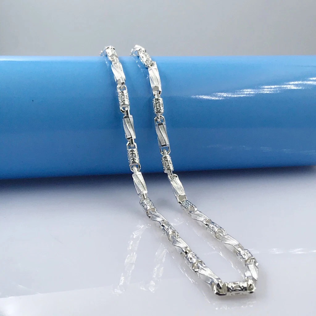 Vòng Cổ, Dây chuyền nam bạc ta kiểu dáng hình trụ tròn nam tính đẹp BẠC HIỂU MINH DBN072