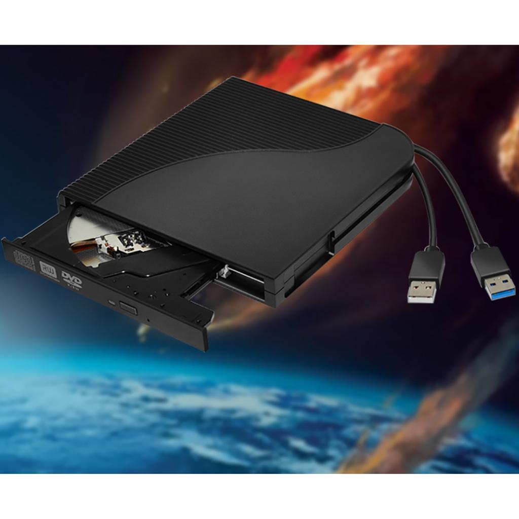 USB3.0 DVD ROM CD ROM Writer Drive Burner Reader External Player for Win 7 8 10 XP, , Black