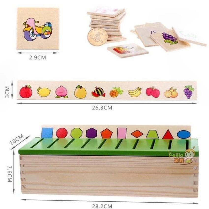 Đồ Chơi Hộp Thả Hình Theo Chủ Đề Bằng Gỗ - Hộp Thả Hình Thẻ Giáo Cụ Montessori