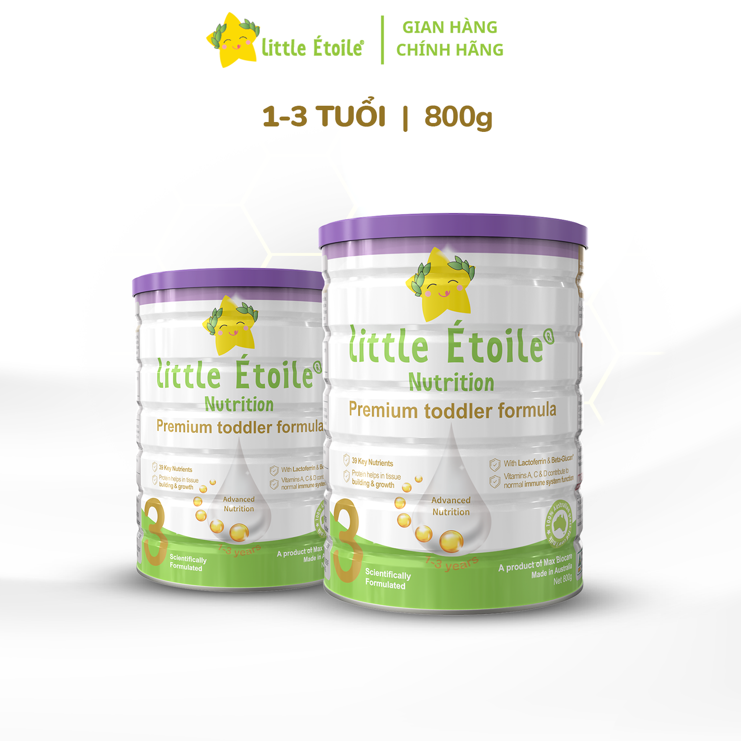 Combo 2 lon Sữa bột ngôi sao nhỏ Little Étoile số 3 800g dành cho bé 1 - 3 tháng