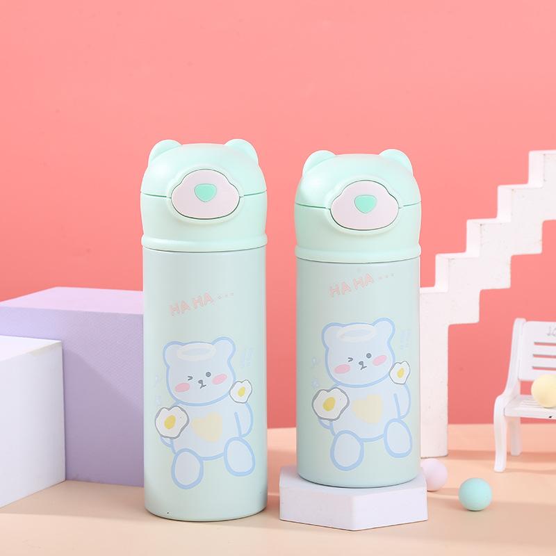 320/420ML Dễ Thương Cho Trẻ Em Bình Nước Inox Hút Chân Không Flacks Giữ Nhiệt Có Ống Hút Cốc Cà Phê Máy Hút Chân Không Thermocup