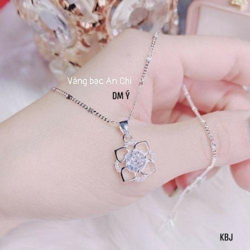 Dây chuyền nữ mặt tim bạc 925 đính đá trẻ trung cá tính, Anchi jewelry