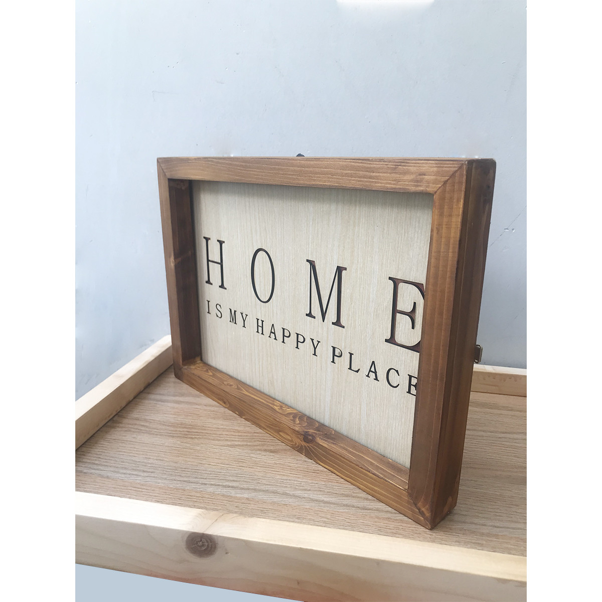 Khung ảnh và tranh treo tường “HOME- IS MY HAPPY PLACE” khắc laser đẹp - Làm đẹp thêm cho không gian sống nhà bạn