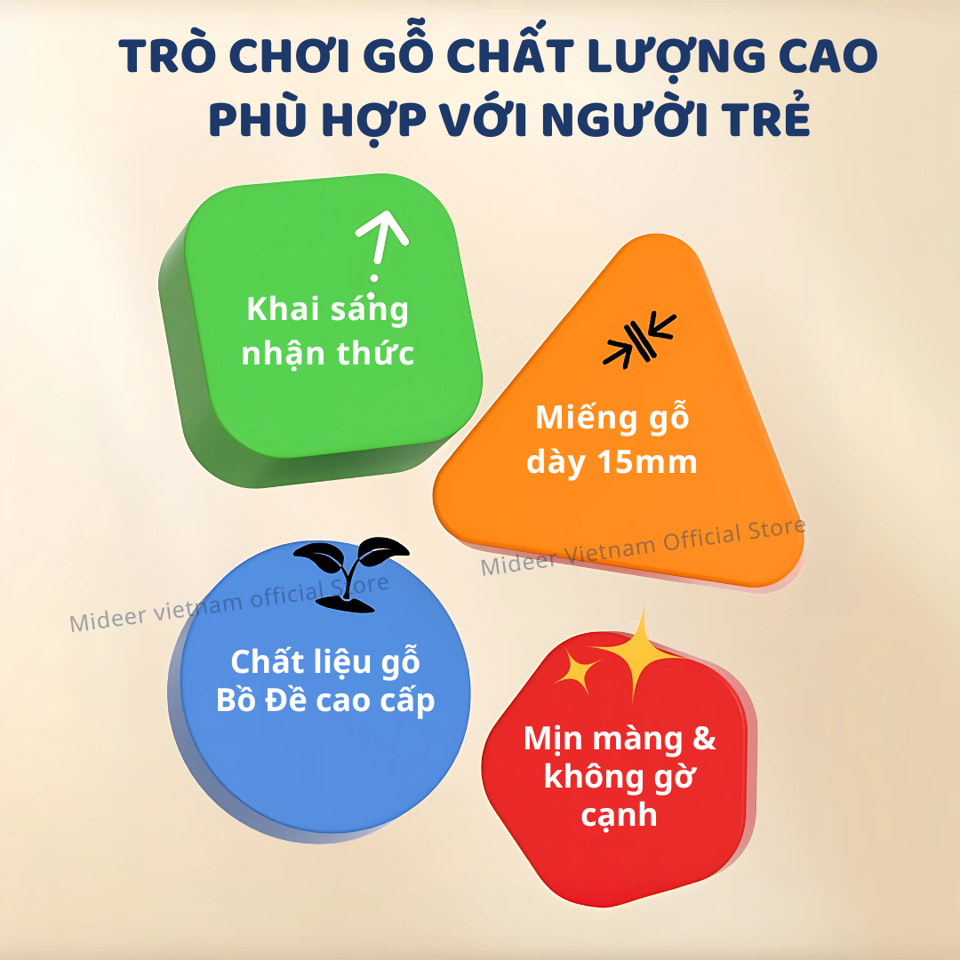 Bảng ghép hình chữ cái, số , đồ vật và thức ăn Mideer wooden peg puzzles