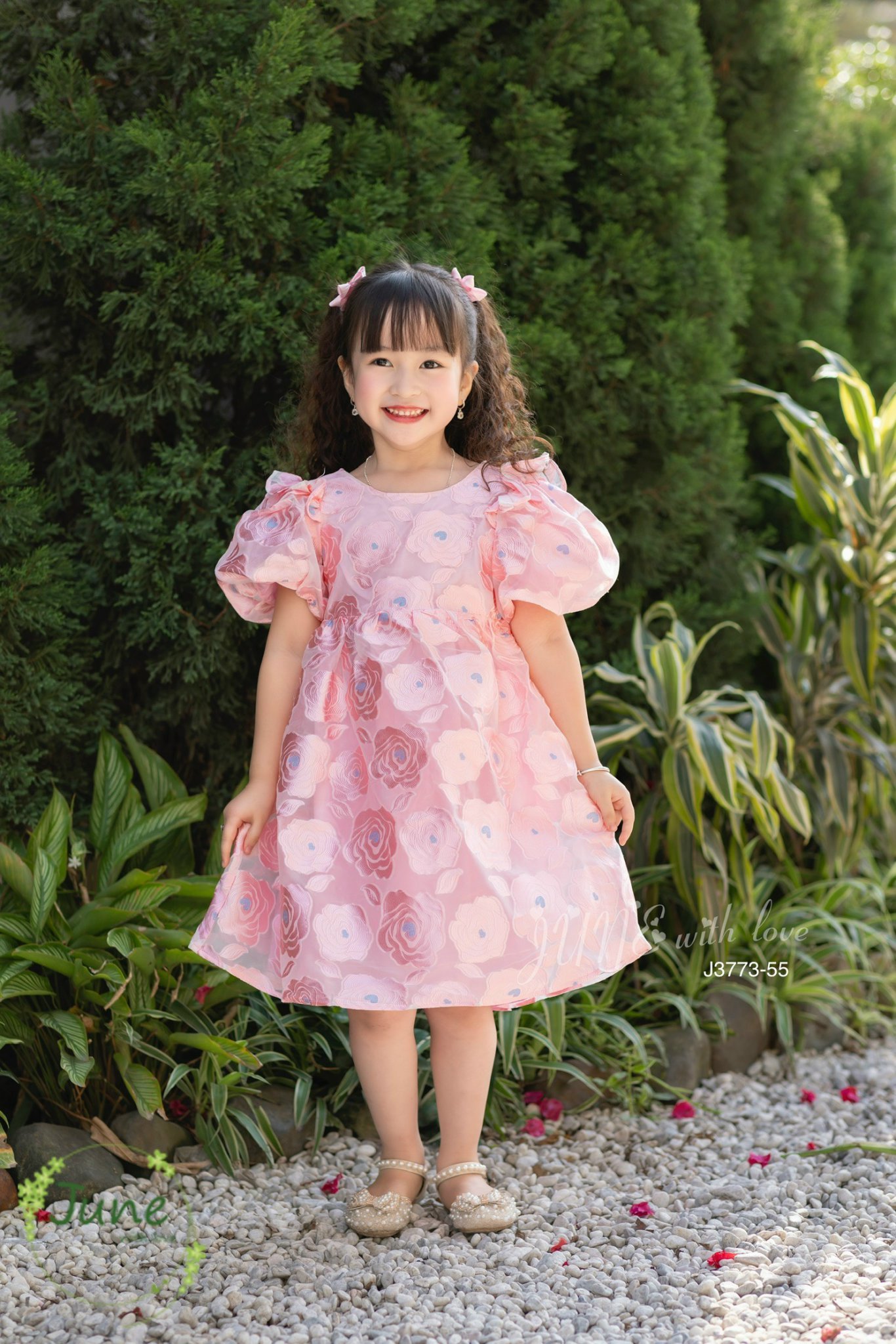 Đầm công chúa cho bé gái vân hoa hồng dự tiệc diện đi chơi đẹp size 10-40kg hàng thiết kế cao cấp