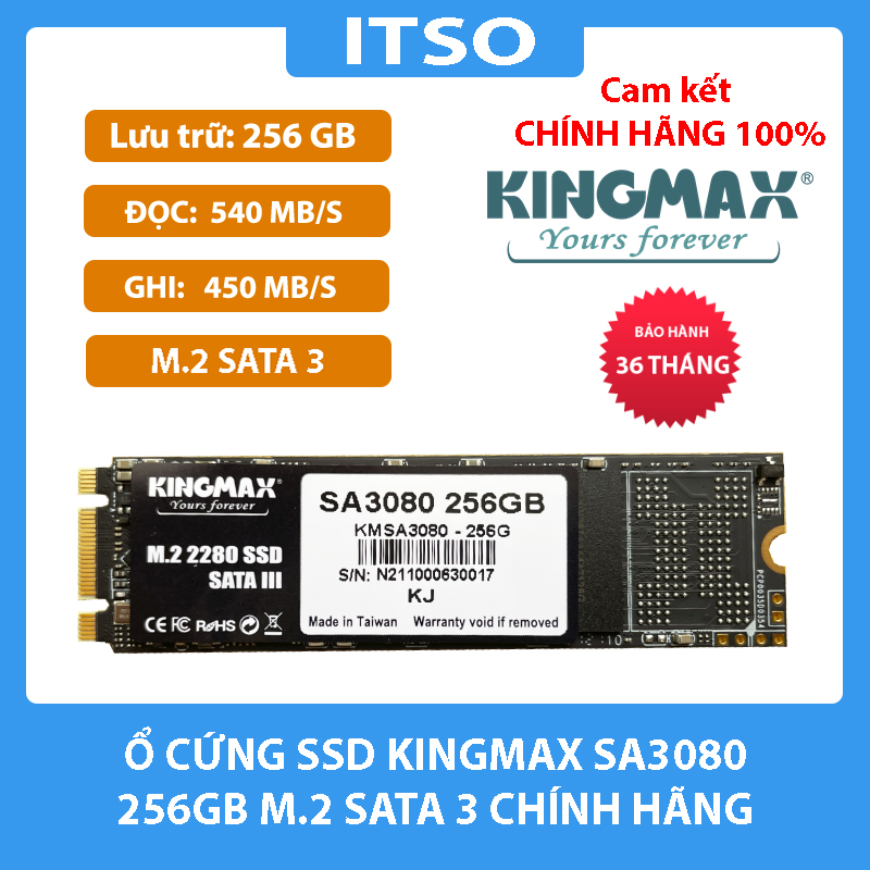 Ổ cứng SSD Kingmax SA3080 256GB M.2 2280 SATA 3 - Hàng Chính Hãng