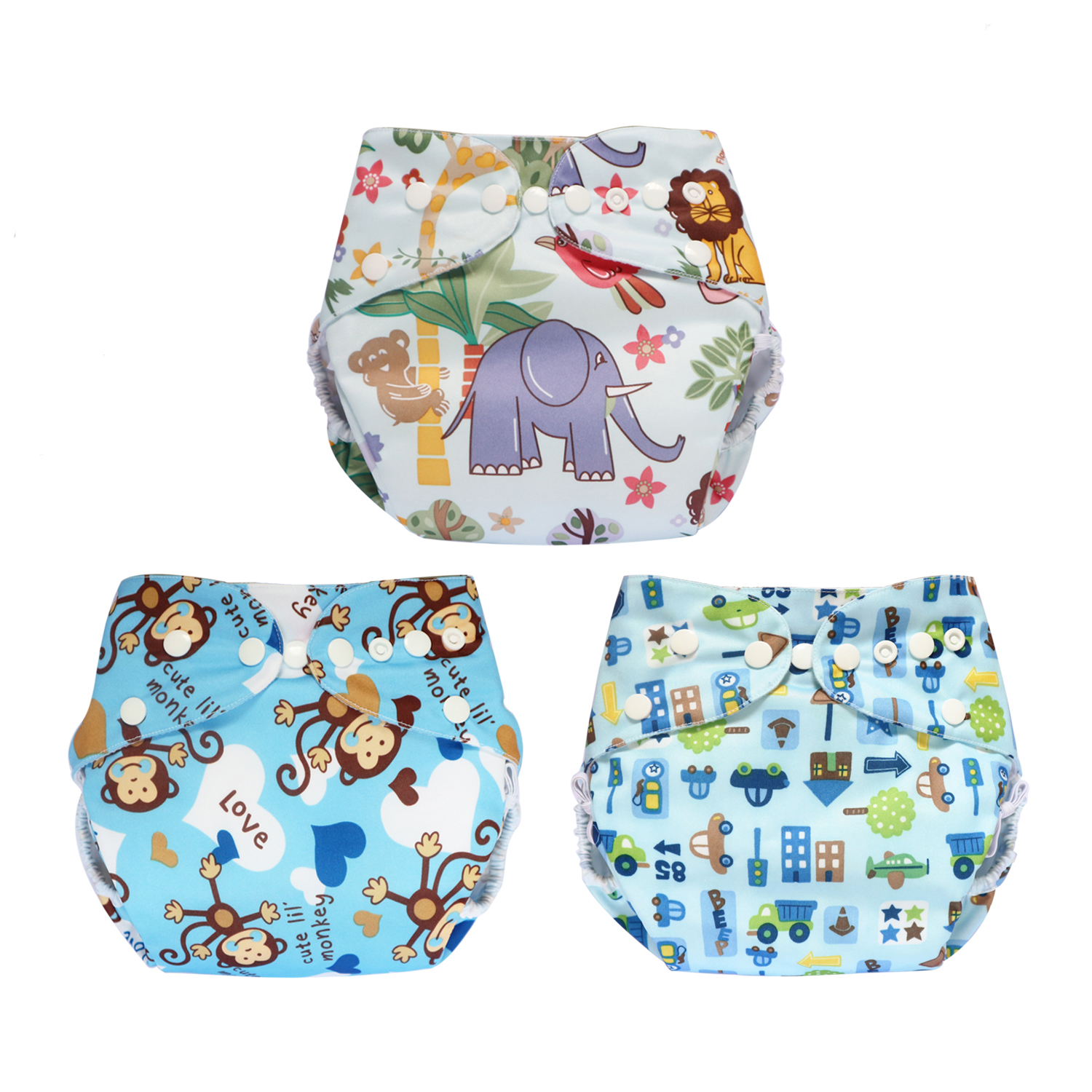 Combo 3 bộ tã vải Ngày Siêu chống tràn BabyCute size S, M, L - Giao mẫu ngẫu nhiên