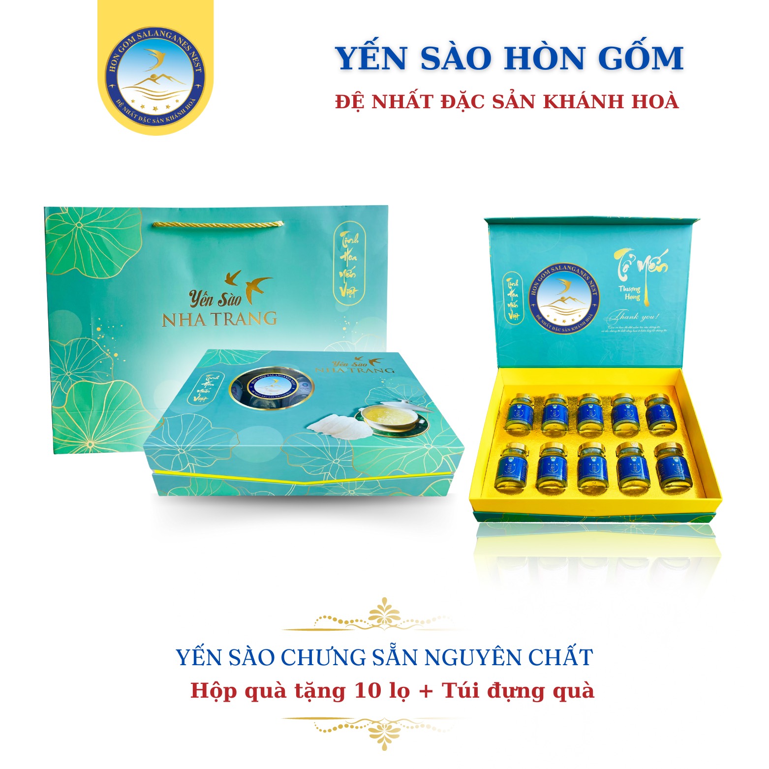 Nước Yến Sào Chưng Đường Phèn - Yến Sào Hòn Gốm Chính Hiệu Khánh Hoà - H G SALANGANES NEST