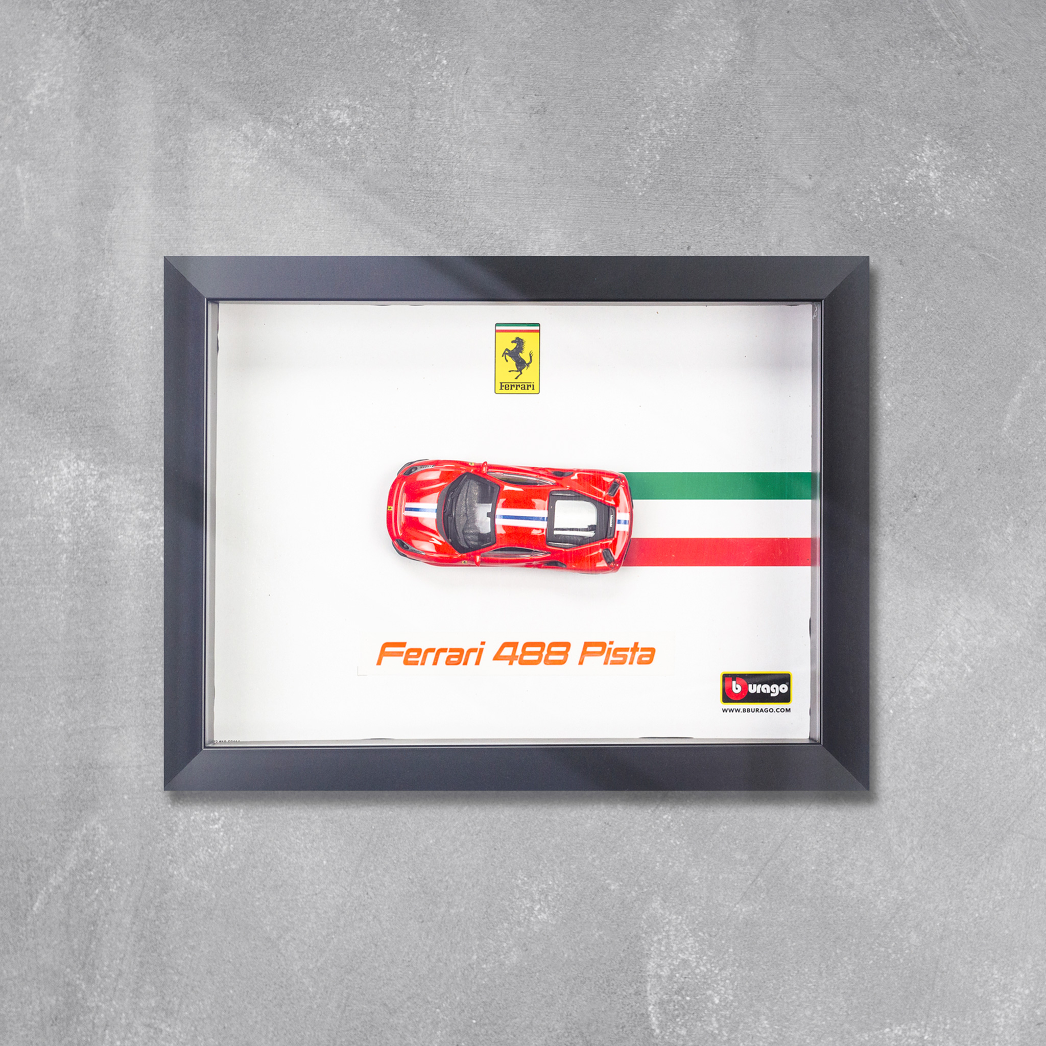 Khung tranh mô hình xe Ferrari 488 Pista 1:64 Bburago