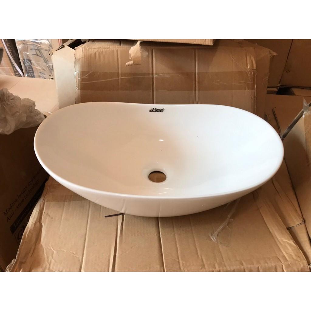 Chậu lavabo rửa mặt đặt bàn đá hình thuyền viền mỏng