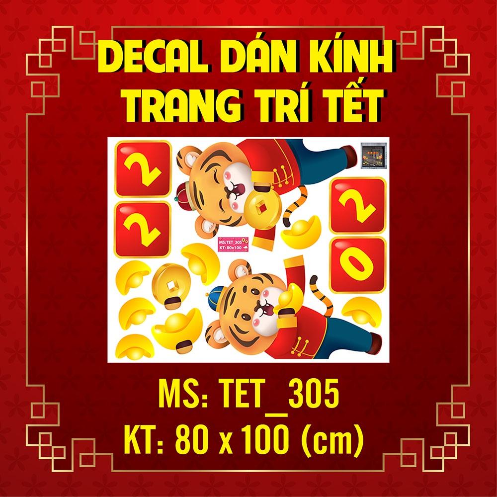 DECAL TRANG TRÍ TẾT NGUYÊN ĐÁN 2022 NHỊ HỔ PHÁT LỘC ĐẦU XUÂN