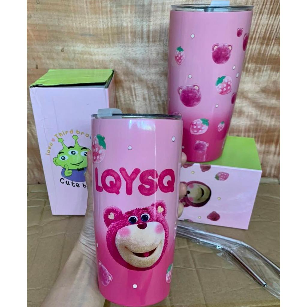 LY GIỮ NHIỆT NÓNG LẠNH HÌNH GẤU LOTSO ĐÁNG YÊU , MÀU ĐẸP MẮT KÈM ỐNG HÚT PHIÊN BẢN MỚI 600ML CHẤT LIỆU INOX 304