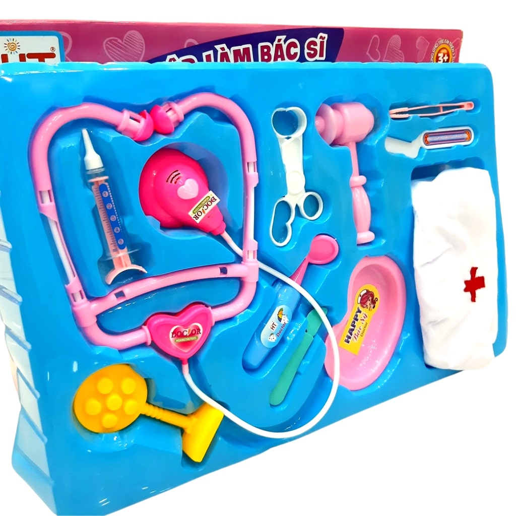 Đồ chơi bác sĩ trẻ em gồm áo nón y tá, tiêm ống nghe, dụng cụ cho bé 2 - 8 tuổi